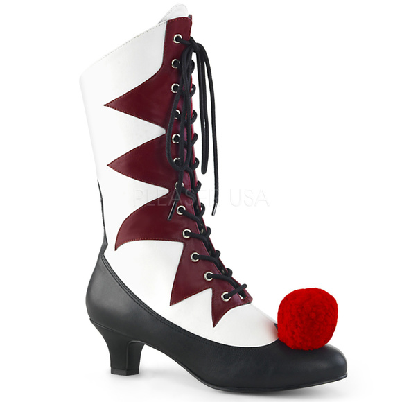 Shoes - Halloween Mid Calf Lace Up Clown Boots